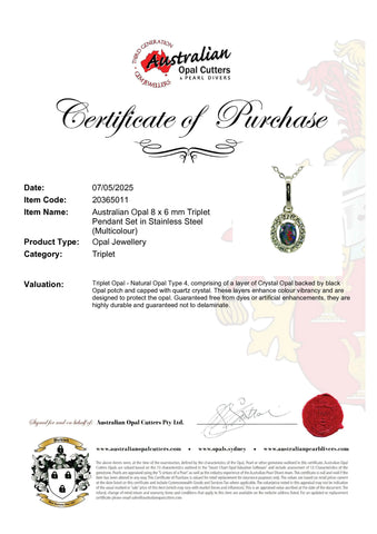 Triplet Opal Pendant in Stainles Steel - Multicolour