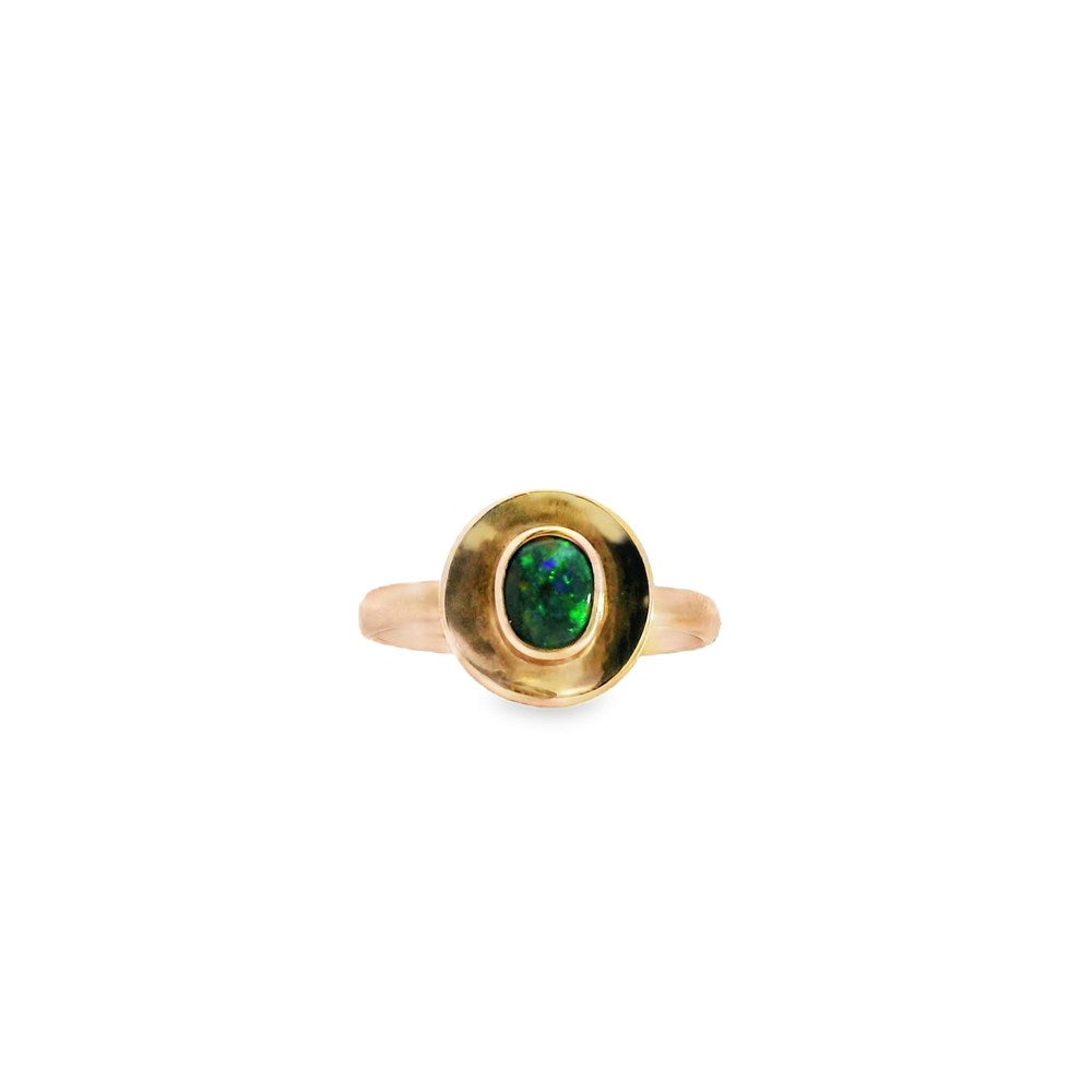 Australian Opal Black Ring set in 10K Rose Gold