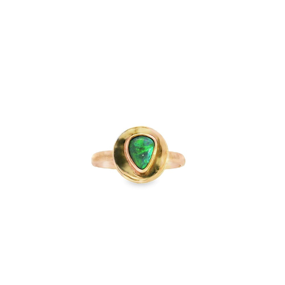 Australian Opal Black Ring Set in 10K Rose Gold