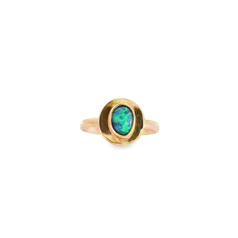 Australian Opal Black Ring Set in 10K Rose Gold