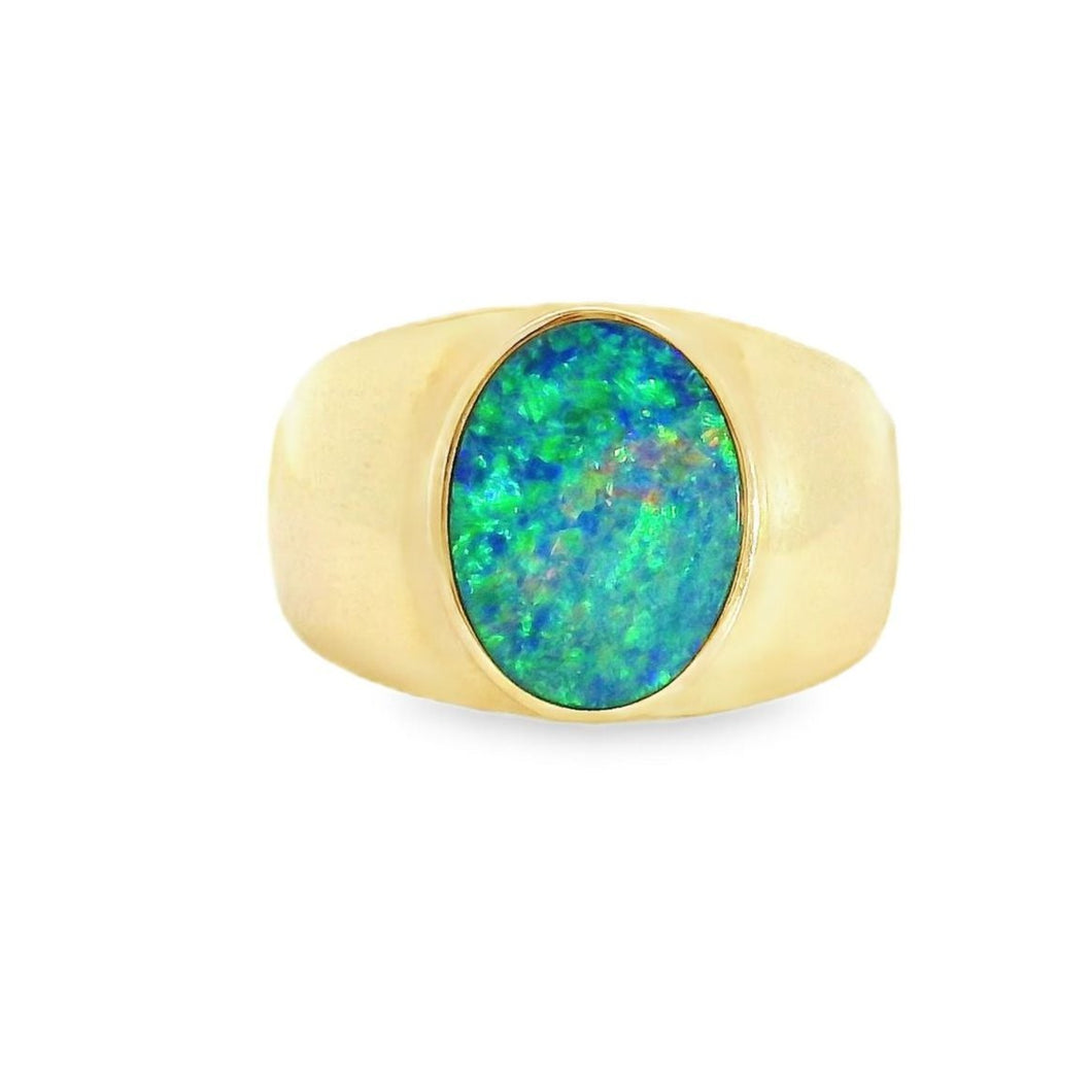 Australian Opal Doublet Ring set in 14K Yellow Gold