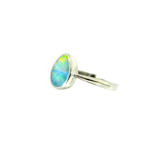 Doublet Opal Ring in 925 Sterling Silver - Multicolour