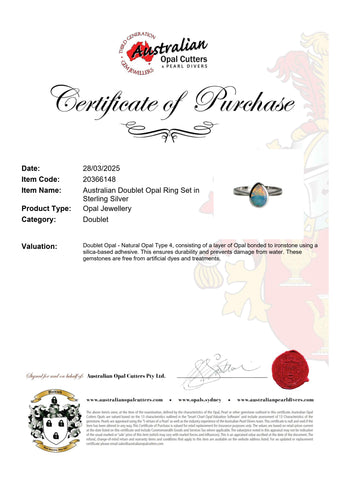 Doublet Opal Ring in 925 Sterling Silver - Multicolour