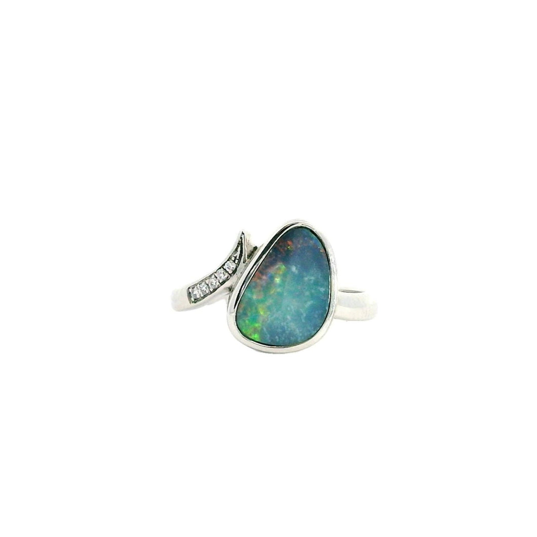 Australian Opal Doublet Ring set in Sterling Silver