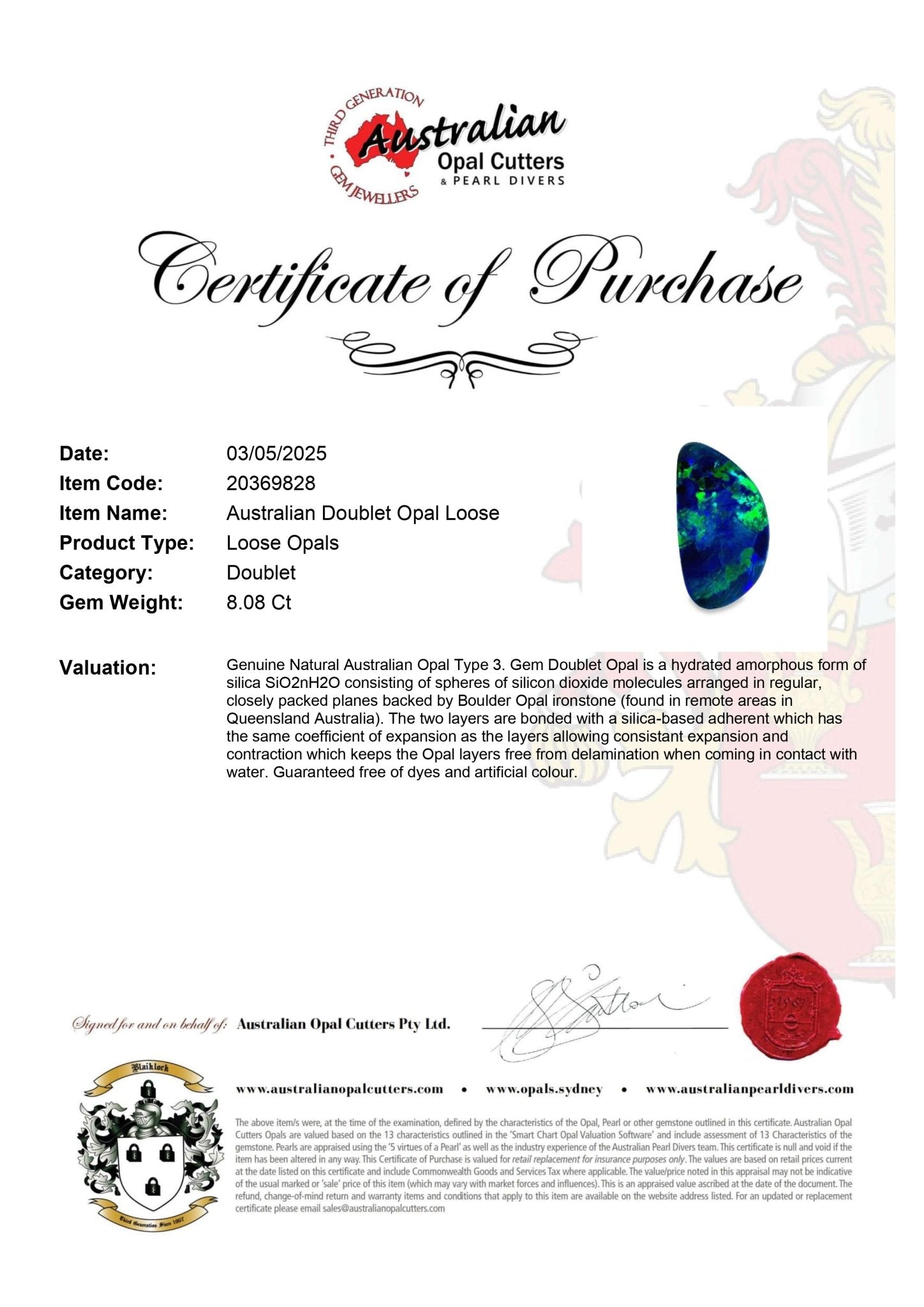 Australian Doublet Opal Loose - Australian Opal Cutters and Pearl Divers