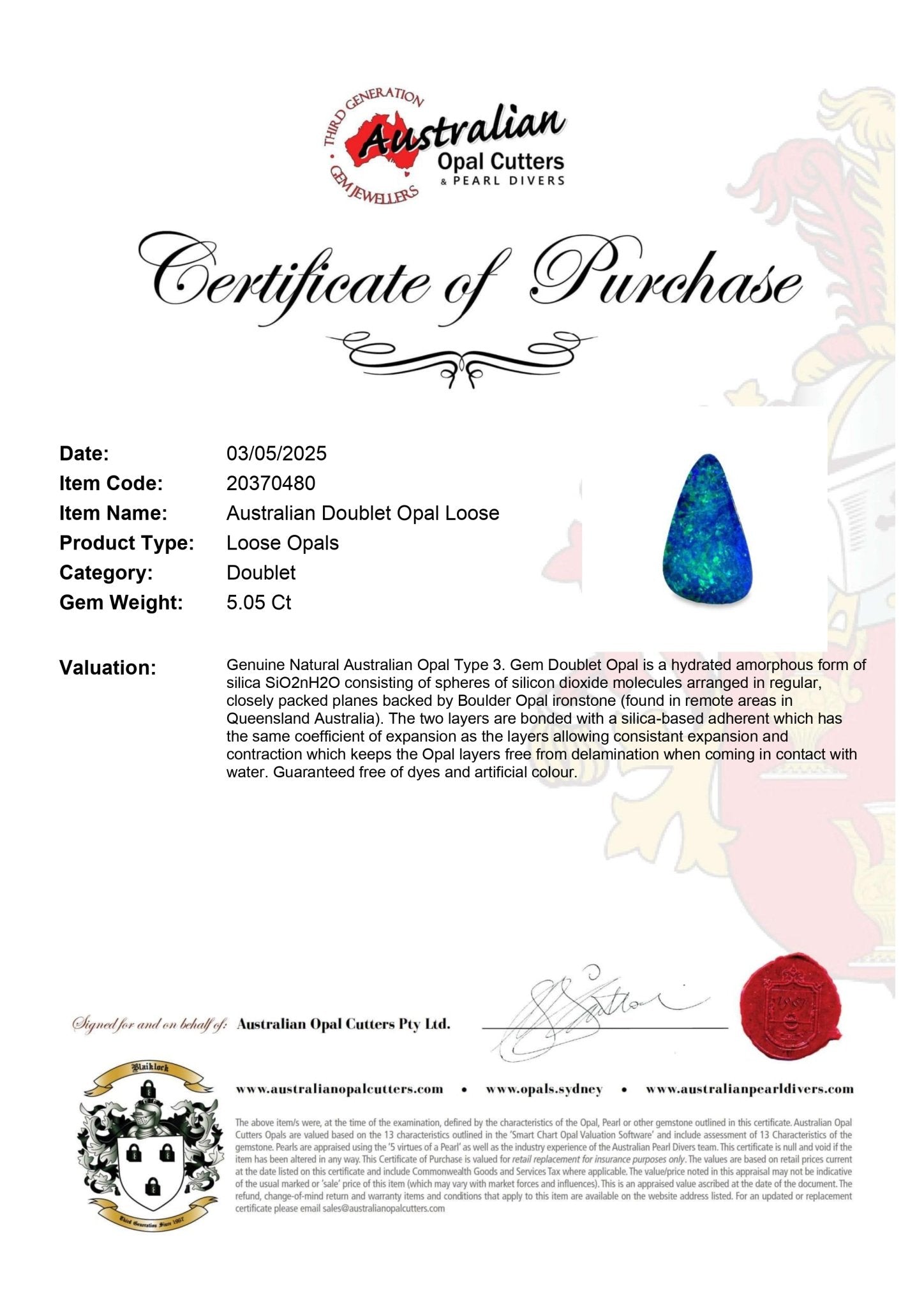 Australian Doublet Opal Loose - Australian Opal Cutters and Pearl Divers