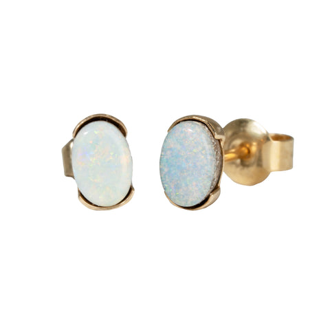 Boulder Opal Earrings in 14K Yellow Gold - Multicolour