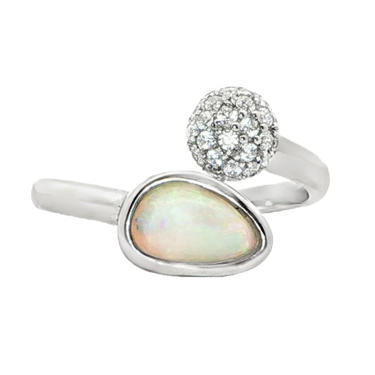 Light Opal Ring in 925 Sterling Silver - Multicolour
