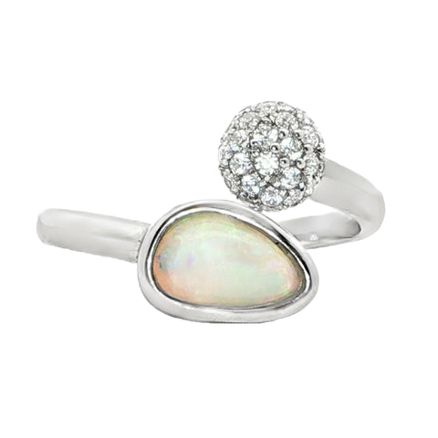 Light Opal Ring in 925 Sterling Silver - Multicolour