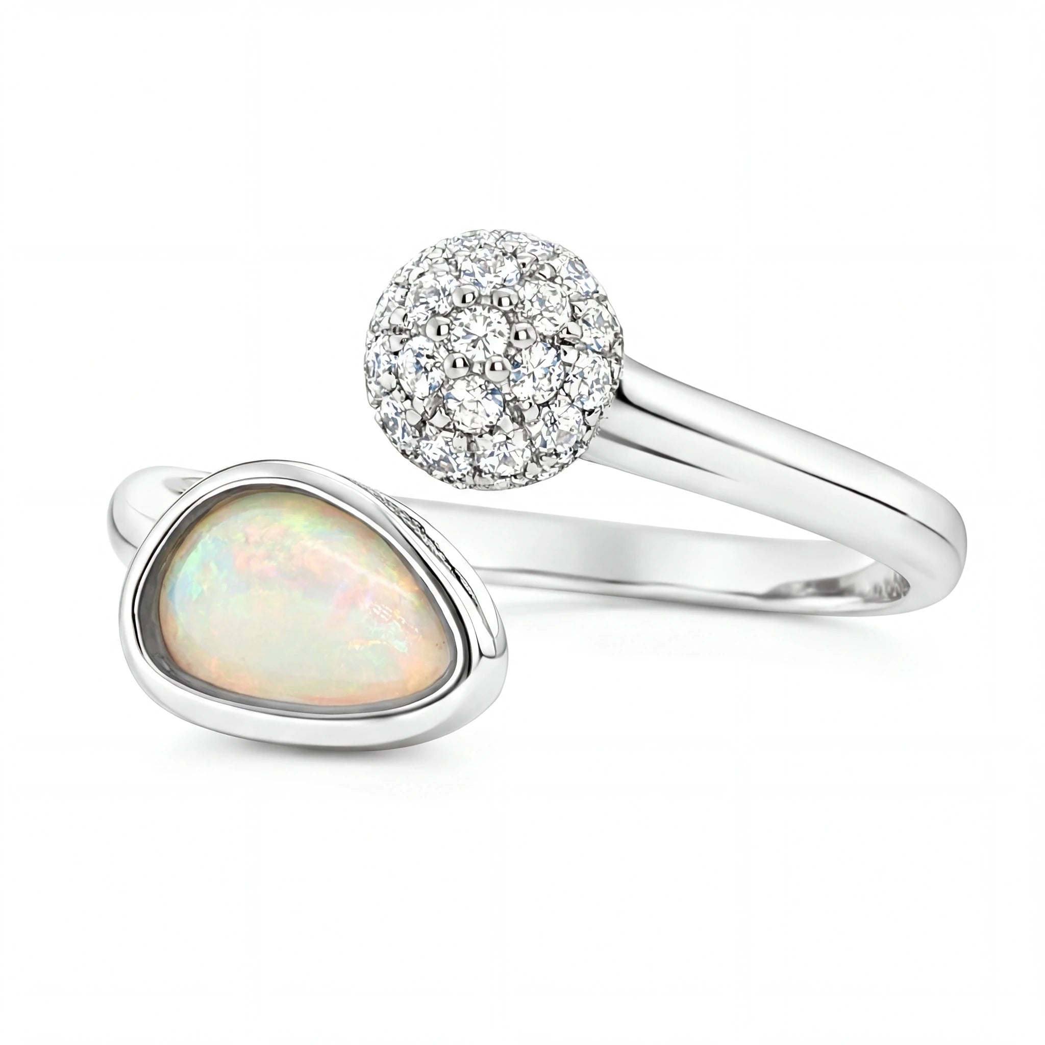 Light Opal Ring in 925 Sterling Silver - Multicolour - Australian Opal Cutters and Pearl Divers