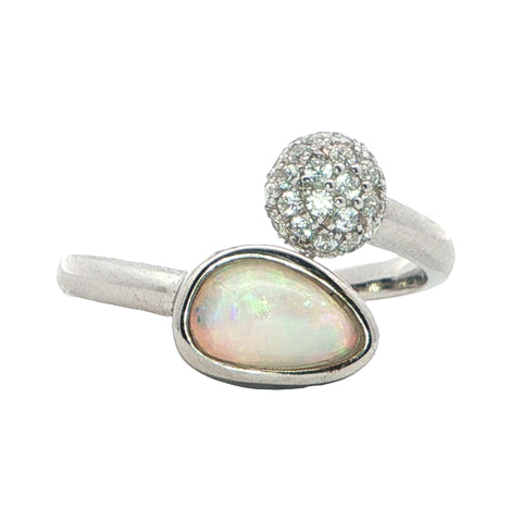 Light Opal Ring in 925 Sterling Silver - Multicolour
