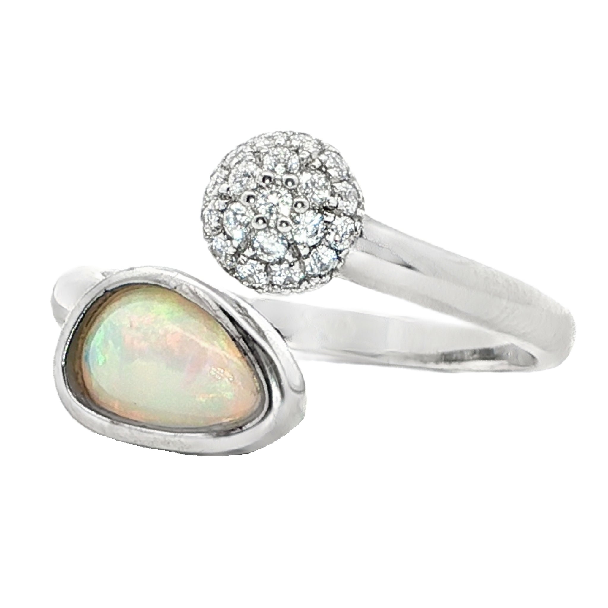 Light Opal Ring in 925 Sterling Silver - Multicolour