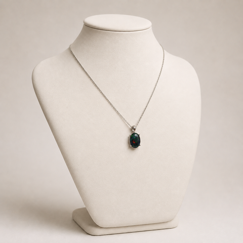 Australian Triplet Opal Pendant set in Stainless Steel - Multicolour