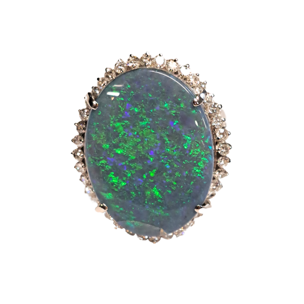 Black Opal Ring set in Solid Platinum