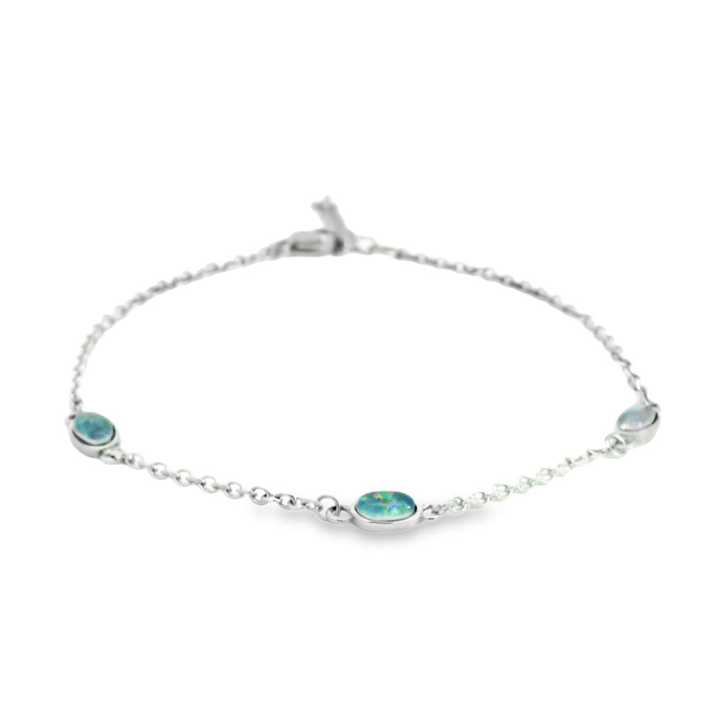 Australian Triplet Opal Bracelet with 3 opals set in Stainless Steel