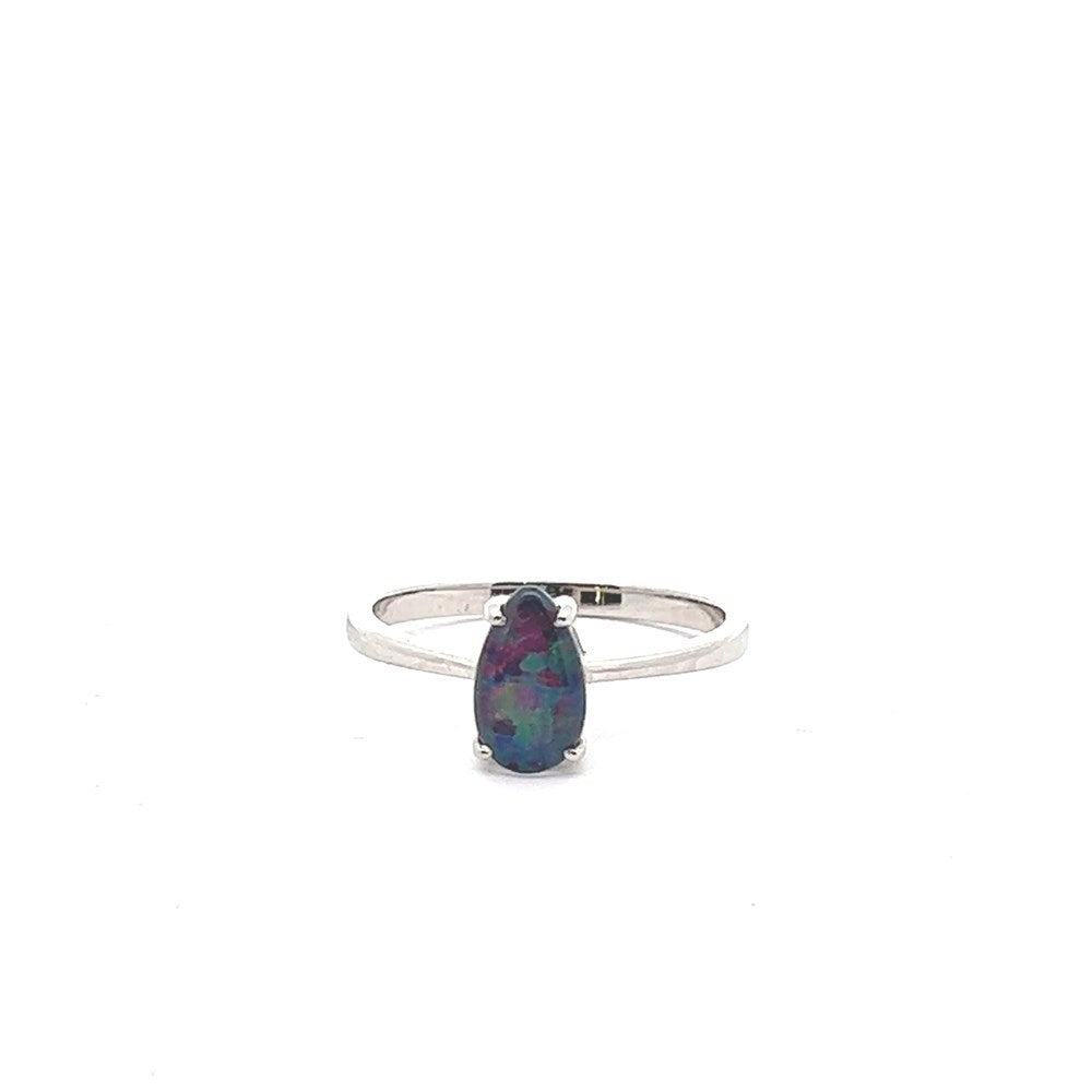 Australian Triplet Opal 10 x 5 mm Ring Set in Sterling Silver