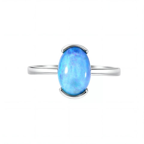 Dark Opal Ring In 925 Sterling Silver - Green and Blue