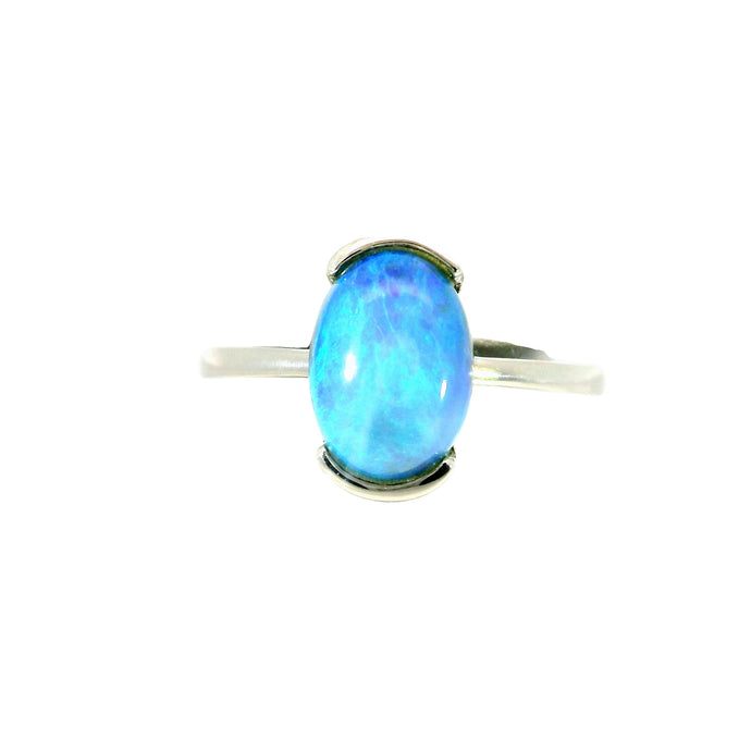Black Opal Ring in 925 Sterling Silver - Green-Blue