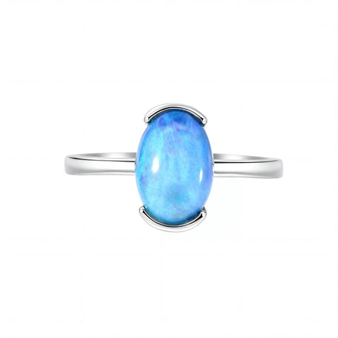 Dark Opal Ring In 925 Sterling Silver - Green and Blue - Australian Opal Cutters and Pearl Divers