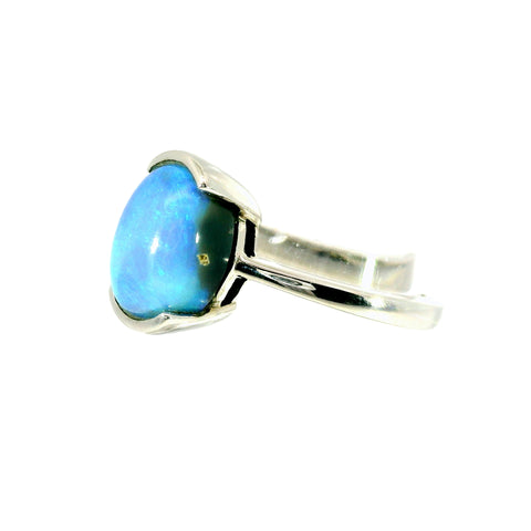 Black Opal Ring in 925 Sterling Silver - Green-Blue