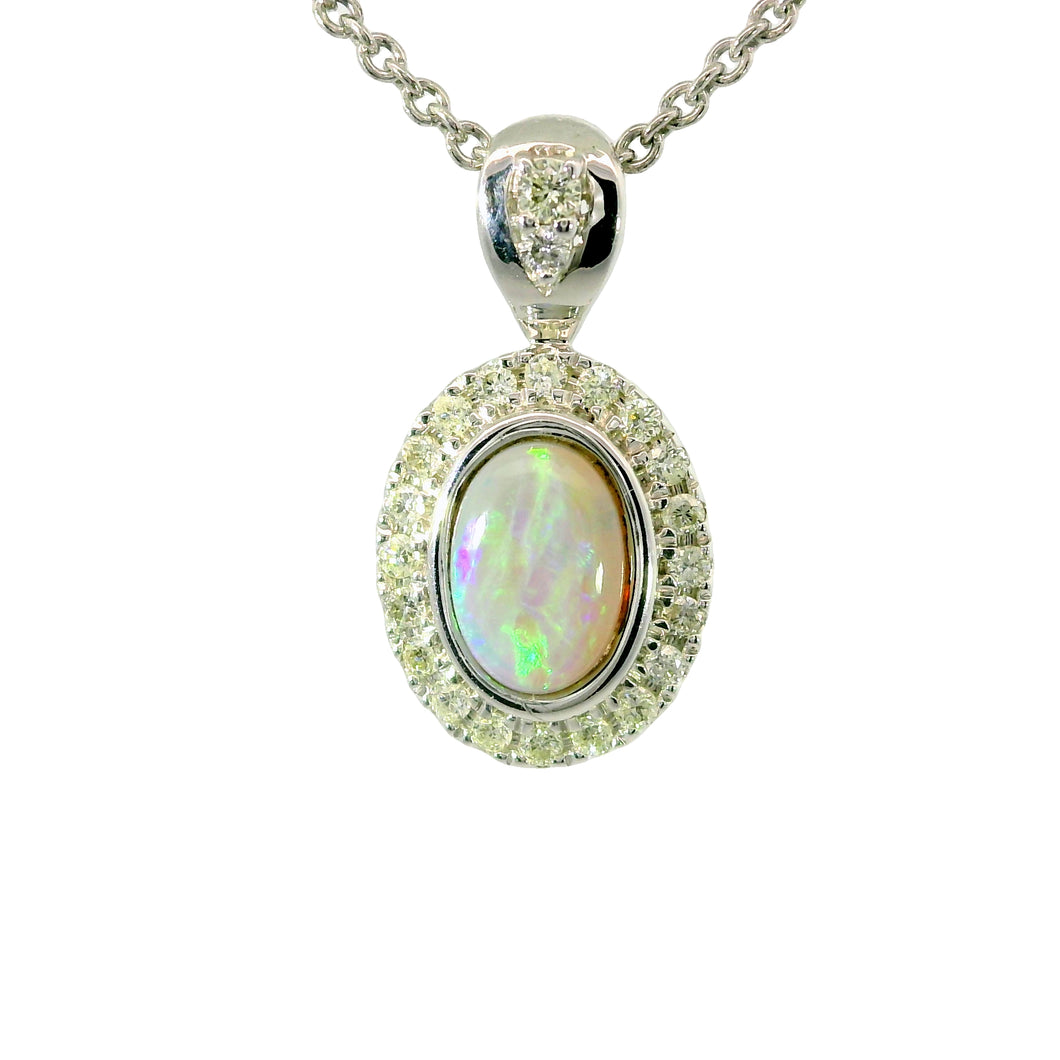 Black Opal Pendant in 925 Sterling Silver - Green-Blue