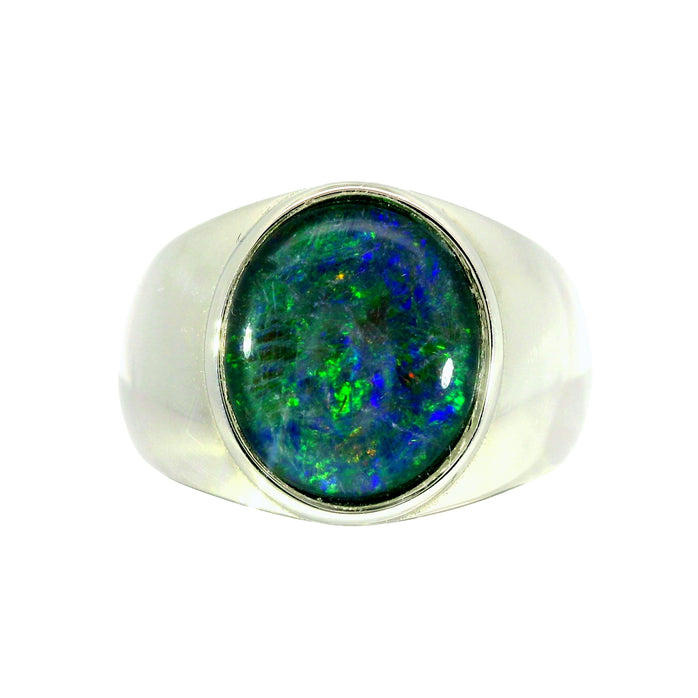Triplet Opal Ring in Stainless Steel - Multicolour