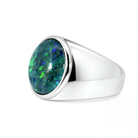 Triplet Opal Ring in Stainless Steel - Multicolour
