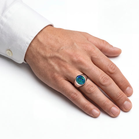 Triplet Opal Ring in Stainless Steel - Multicolour