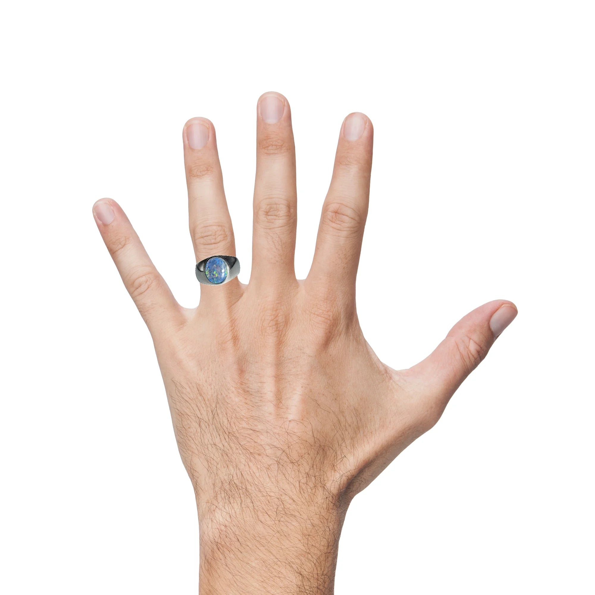 Triplet Opal Ring in Stainless Steel - Multicolour