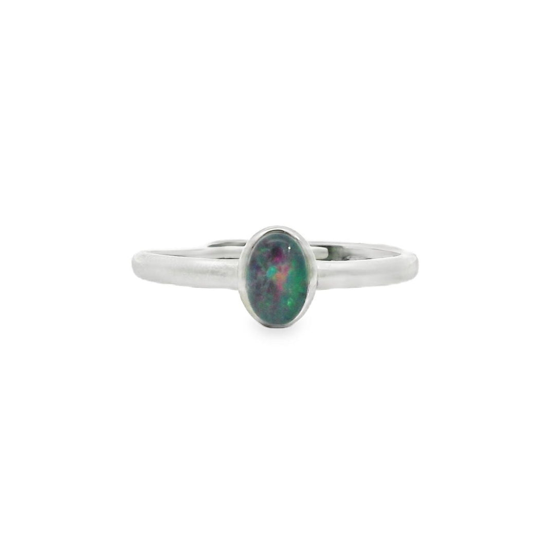 Australian Opal Triplet Ring set in Stainless Steel