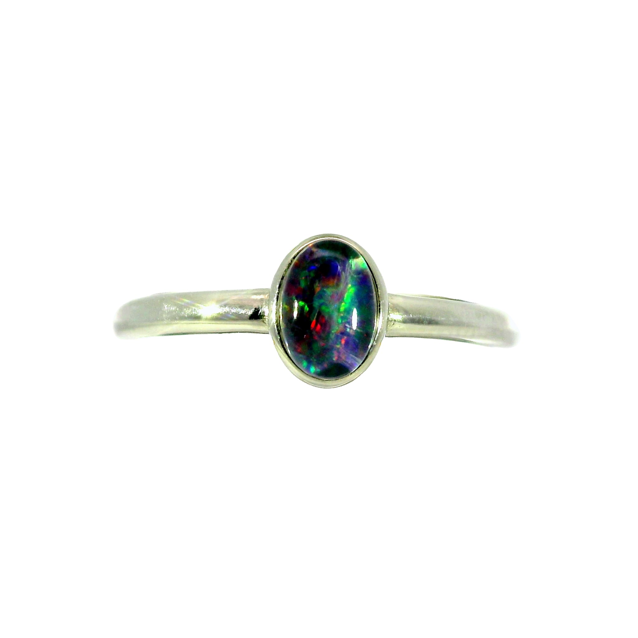 Triplet Opal Ring in Stainless Steel - Multicolour
