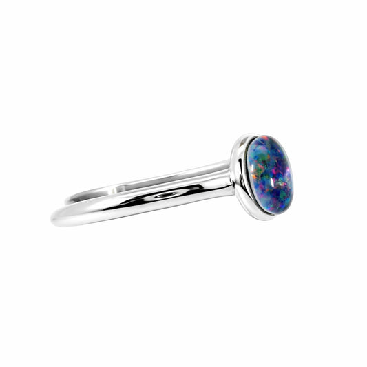 Triplet Opal Ring in Stainless Steel - Multicolour