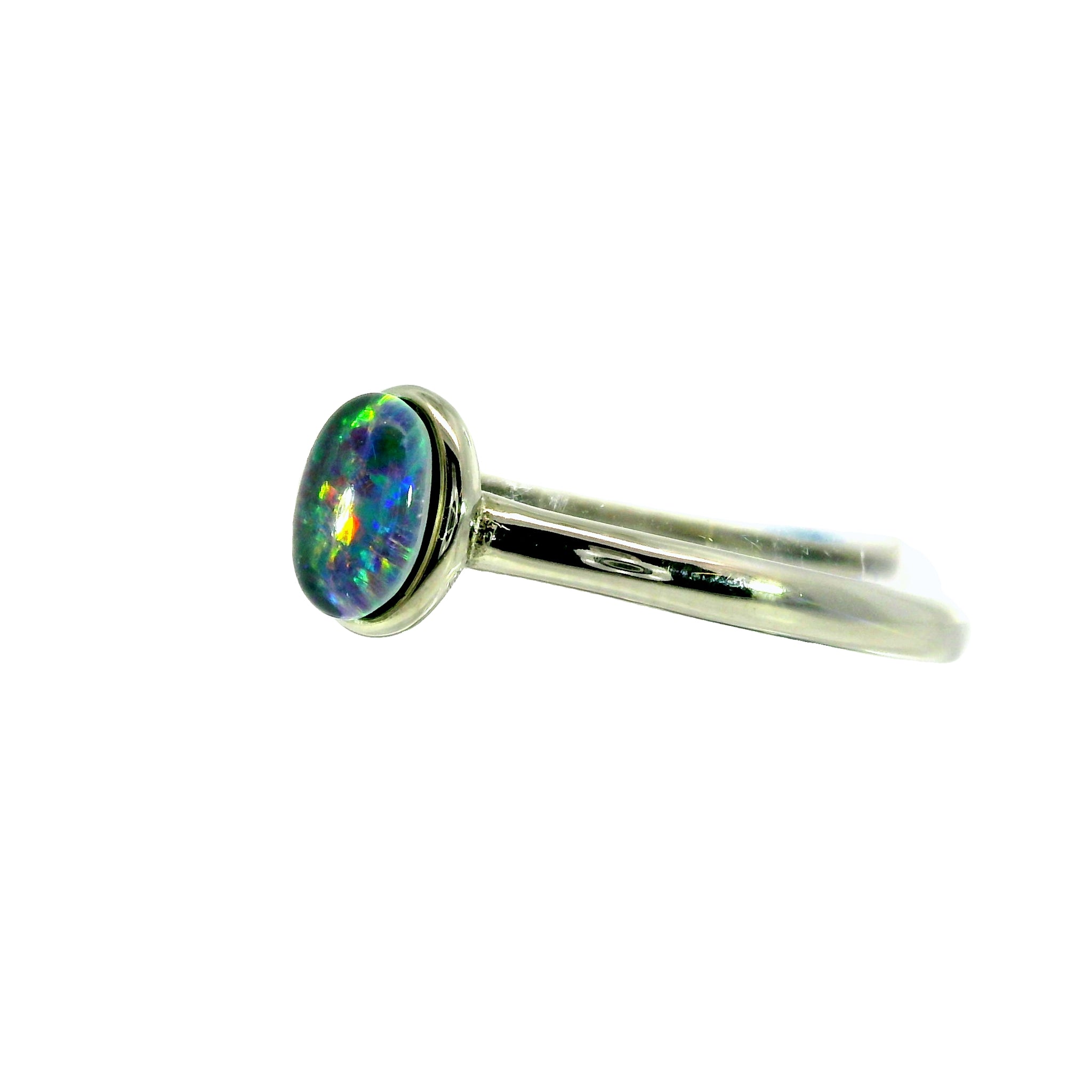 Triplet Opal Ring in Stainless Steel - Multicolour