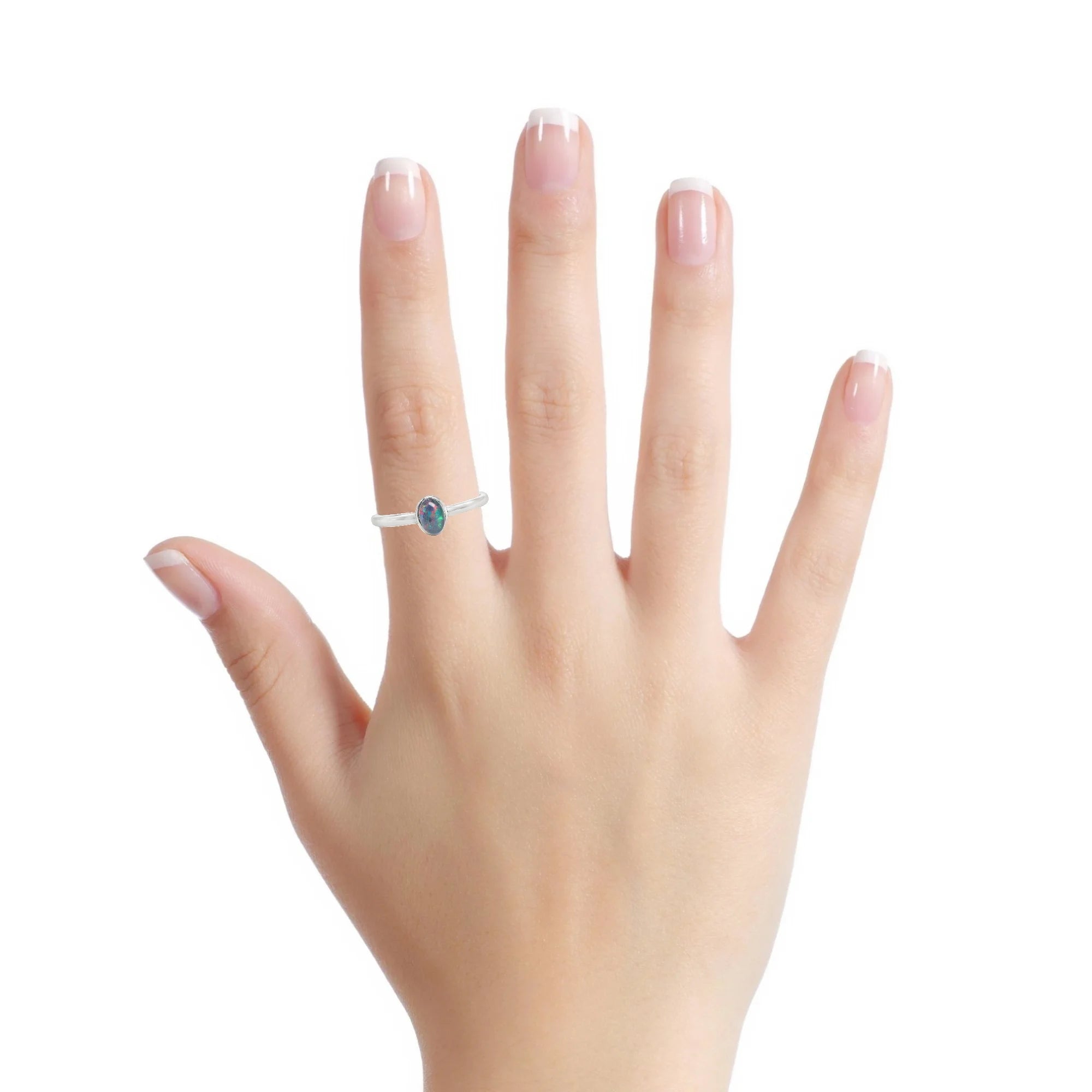 Triplet Opal Ring in Stainless Steel - Multicolour