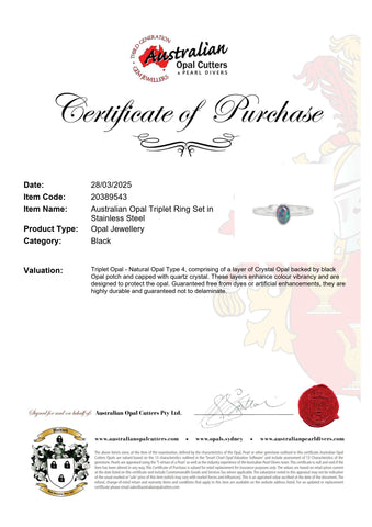 Triplet Opal Ring in Stainless Steel - Multicolour