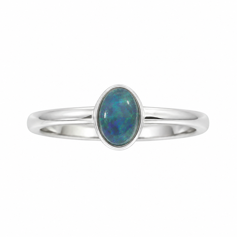 Triplet Opal Ring in Stainless Steel - Multicolour