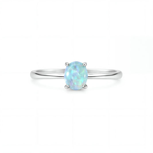 Dark Opal Ring In 925 Sterling Silver - Green-Blue