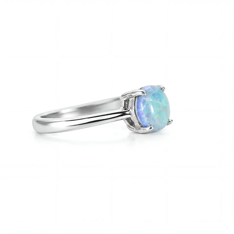 Dark Opal Ring In 925 Sterling Silver - Green-Blue