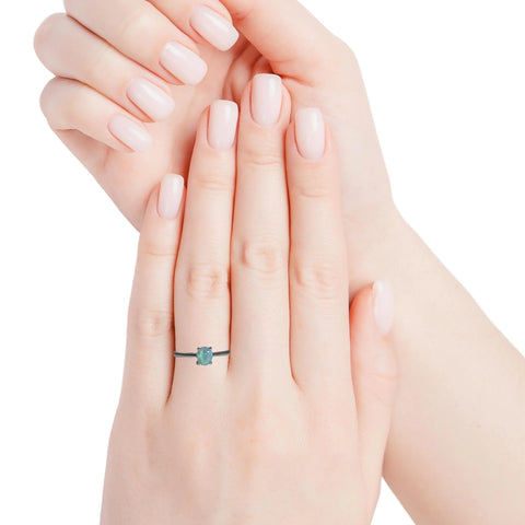 Black Opal Ring in 925 Sterling Silver - Green-Blue