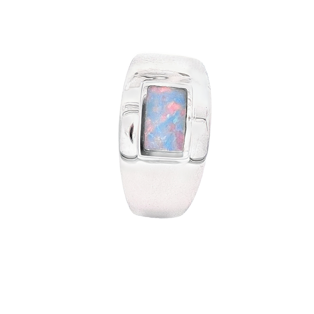 Australian Doublet Opal Ring Set in Sterling Silver