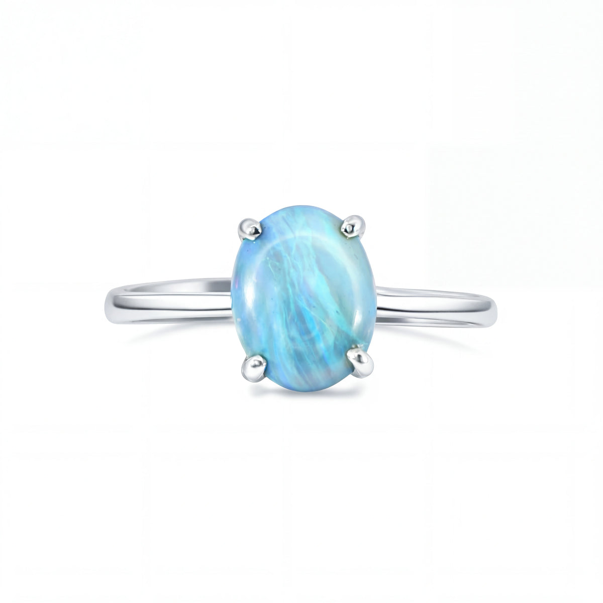 Dark Opal Ring In 925 Sterling Silver - Green-Blue