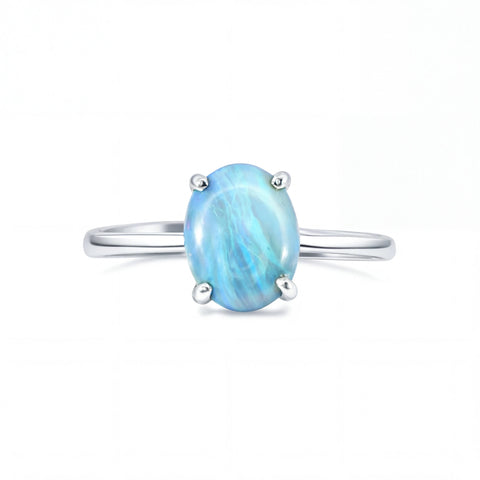 Dark Opal Ring In 925 Sterling Silver - Green-Blue - Australian Opal Cutters and Pearl Divers