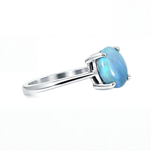 Dark Opal Ring In 925 Sterling Silver - Green-Blue - Australian Opal Cutters and Pearl Divers