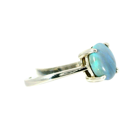 Black Opal Ring in 925 Sterling Silver - Green-Blue