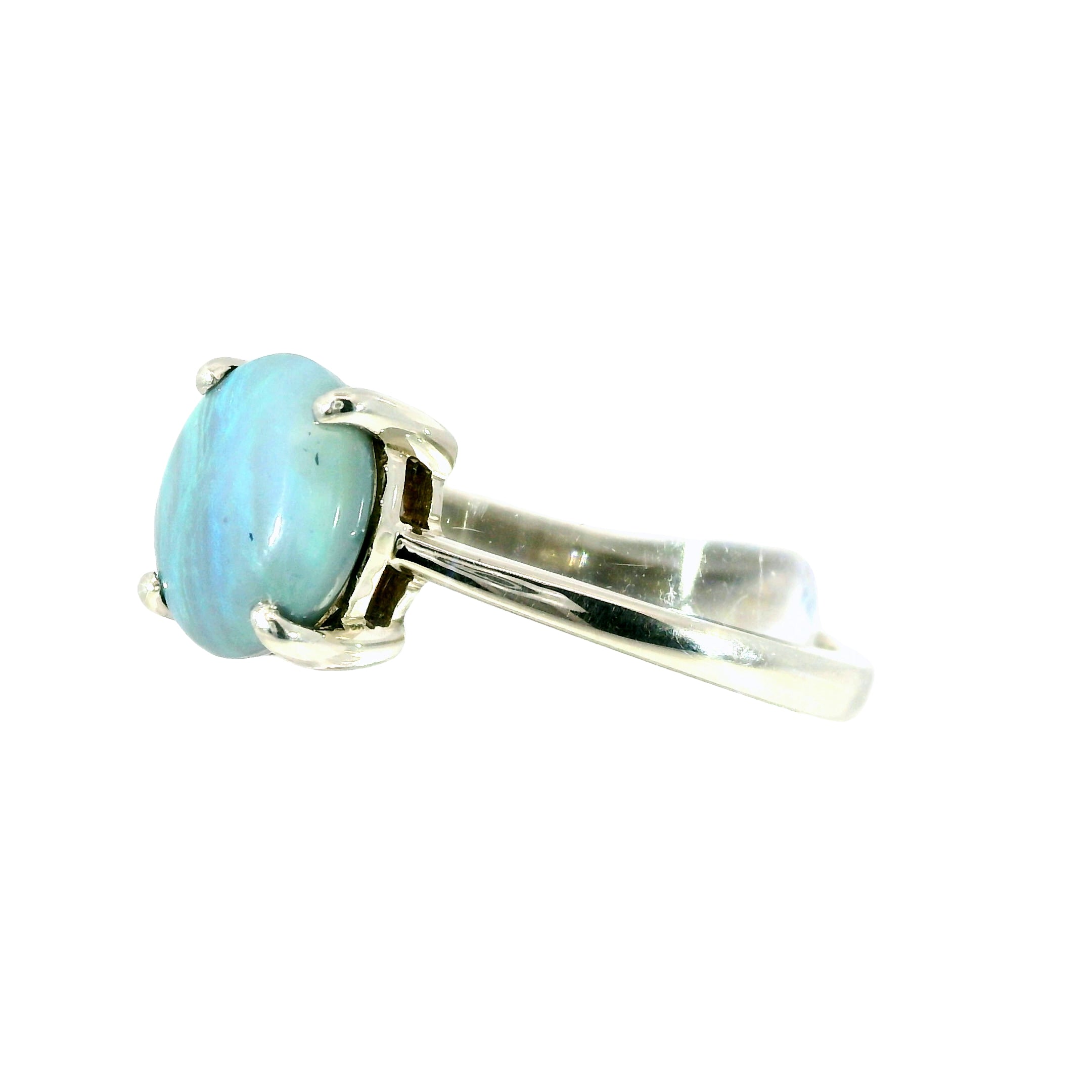 Black Opal Ring in 925 Sterling Silver - Green-Blue