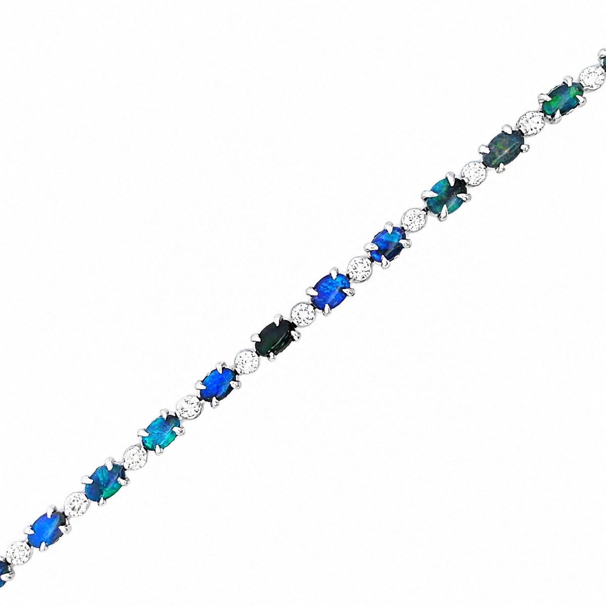 Black and Dark Opal Tennis Bracelet set in 925 Sterling Silver