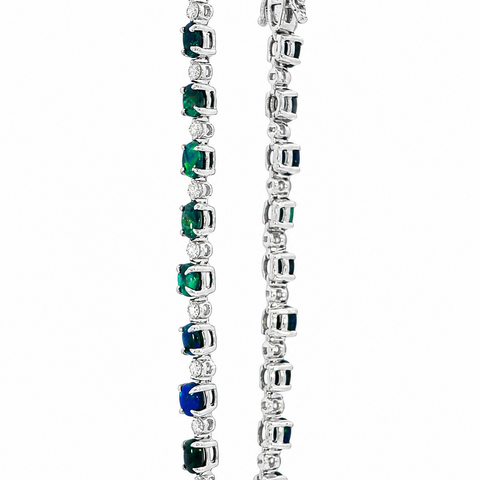 Black and Dark Opal Tennis Bracelet set in 925 Sterling Silver