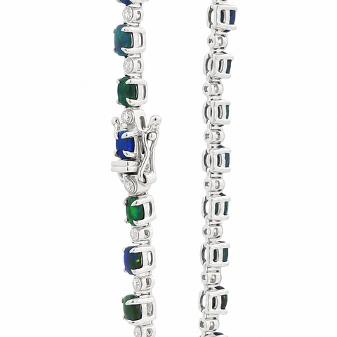Black and Dark Opal Tennis Bracelet set in 925 Sterling Silver