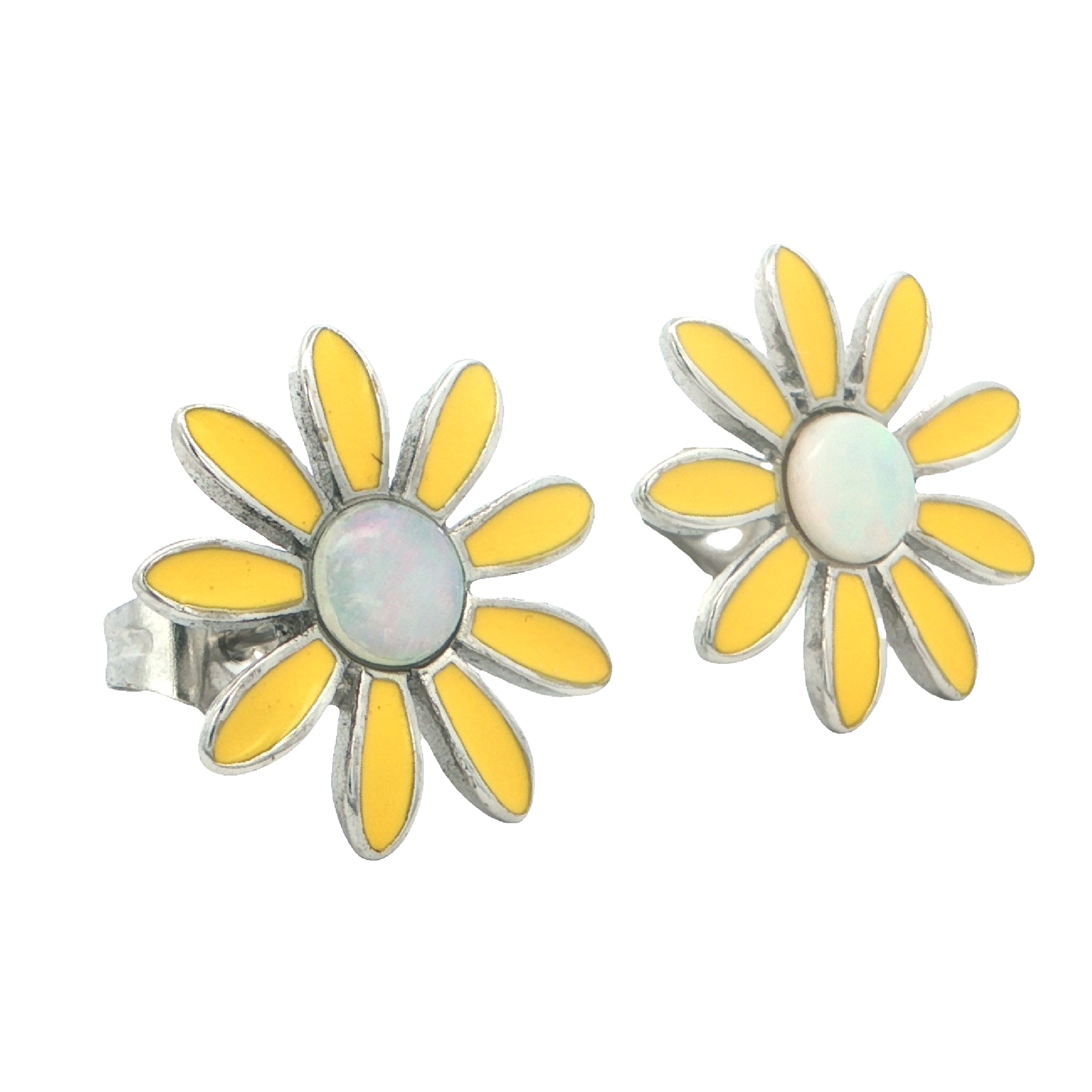 Light Opal Daisy Earrings in Stainless Steel - Multicolour