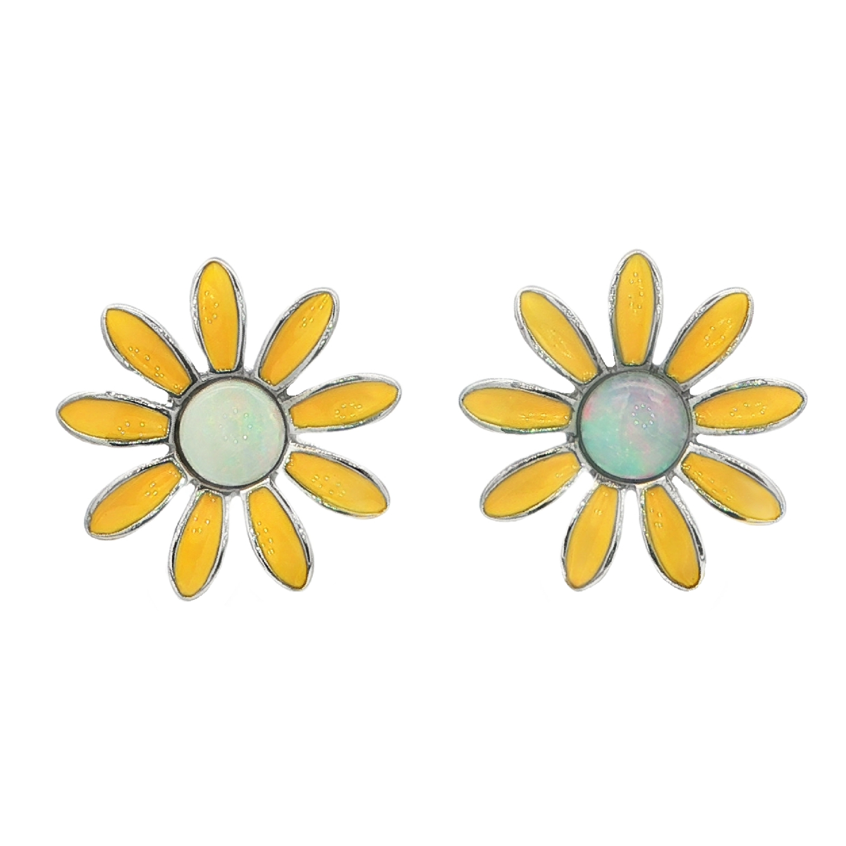 Light Opal Daisy Earrings in Stainless Steel - Multicolour